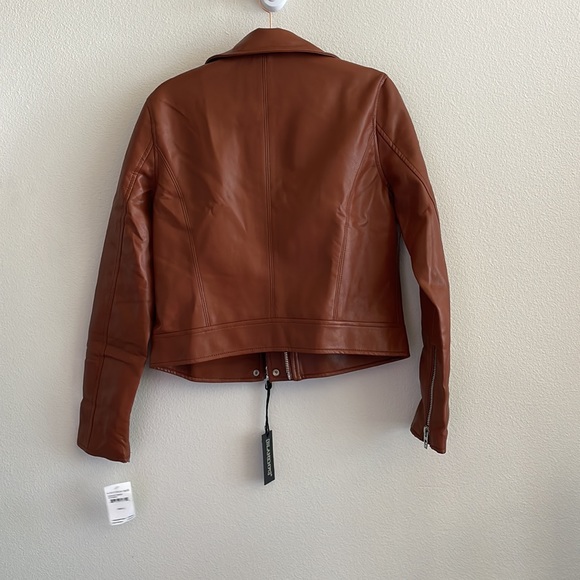 NWT BLANKNYC Faux Leather Full Zip Moto Jacket in Cognac - Picture 9 of 13